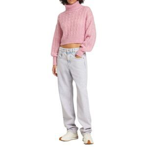 GANNI Pink Cropped Jumper Pullover Sweater Size XS